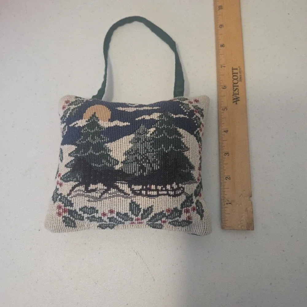 Mini Christmas Pillow Door Hanging Sleigh ride Horse Tapestry Winter Decoration